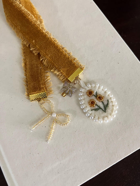 Lady of letters embroidered bookmark