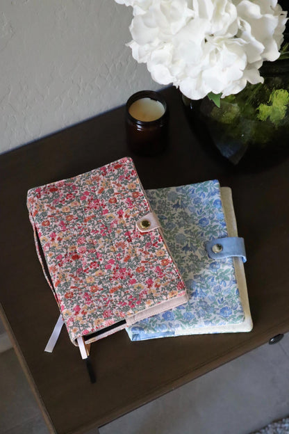 Custom Quilted Bible Cover - Handmade to Your Bible's Measurements - Two Floral Fabric Options