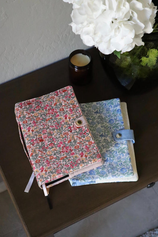 Custom Quilted Bible Cover - Handmade to Your Bible's Measurements - Two Floral Fabric Options